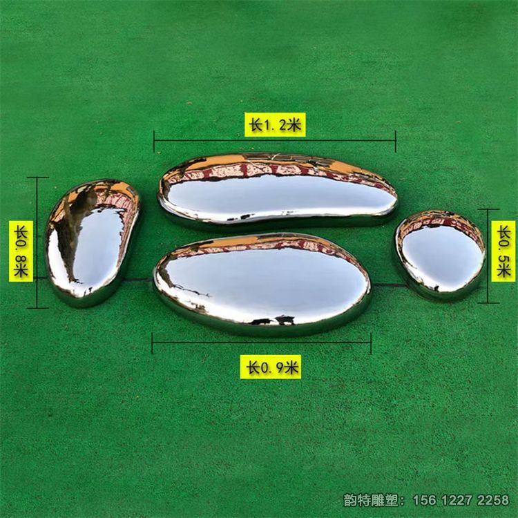 抽象不銹鋼鵝卵石雕塑，庭院鏡面鵝卵石雕塑定做廠家