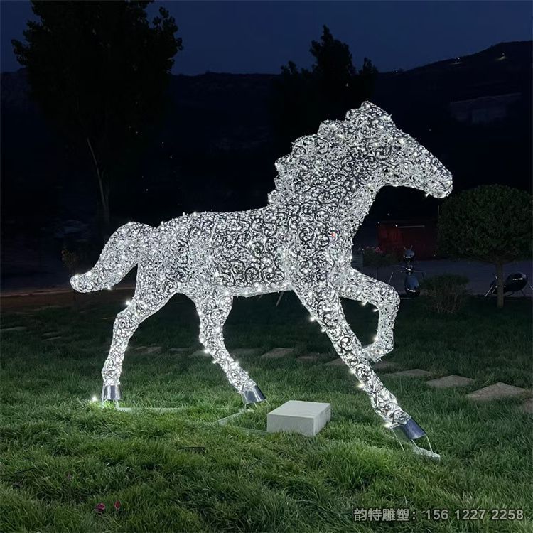 發(fā)光不銹鋼馬雕塑 鏤空動物馬雕塑 發(fā)光不銹鋼馬雕塑 鏤空動物馬雕塑